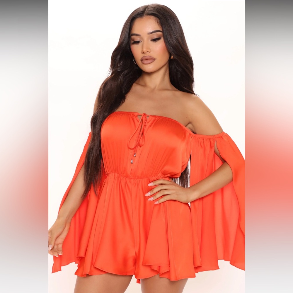 Satin Off The Shoulder Romper